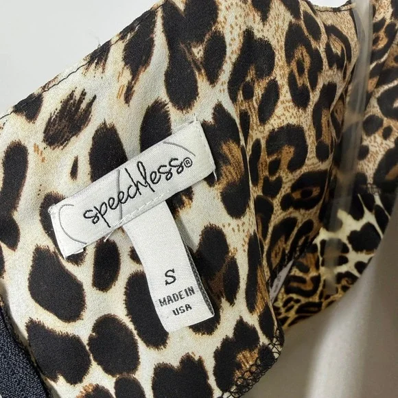 Speechless Leopard Print Mini Slip Dress Small Y2K 90s Spaghetti Strap Cowl Neck - Picture 7 of 9